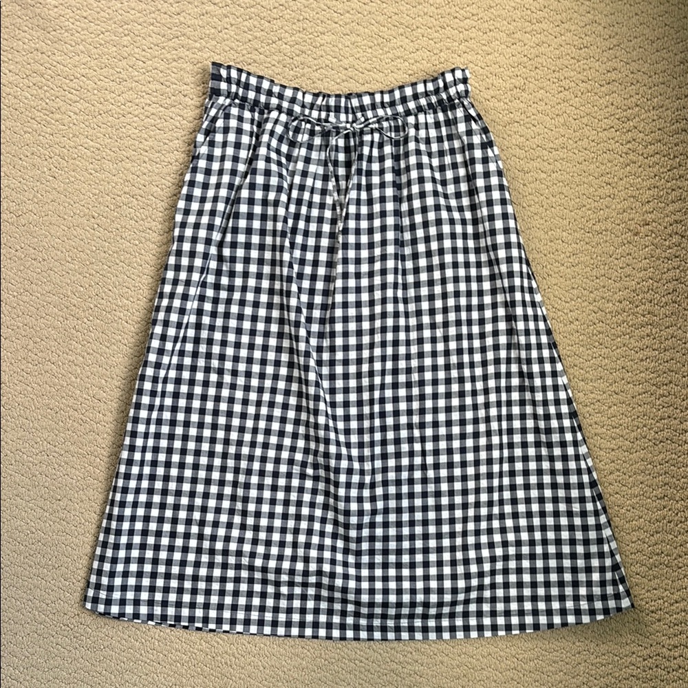 J. Crew Navy and White Midi Skirt